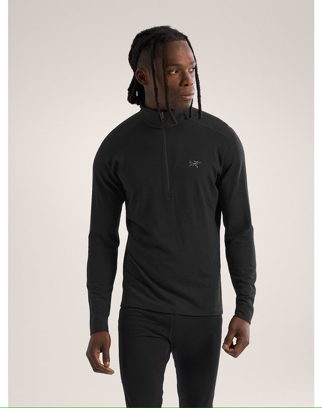 Rho Merino Wool Zip Neck Men's Black - Arc'teryx Australia