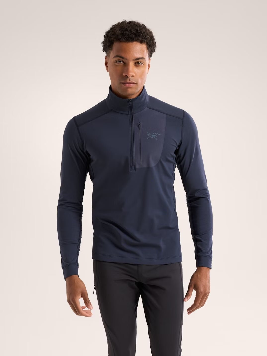 Rho LT Zip Neck Men's Black Sapphire - Arc'teryx Australia