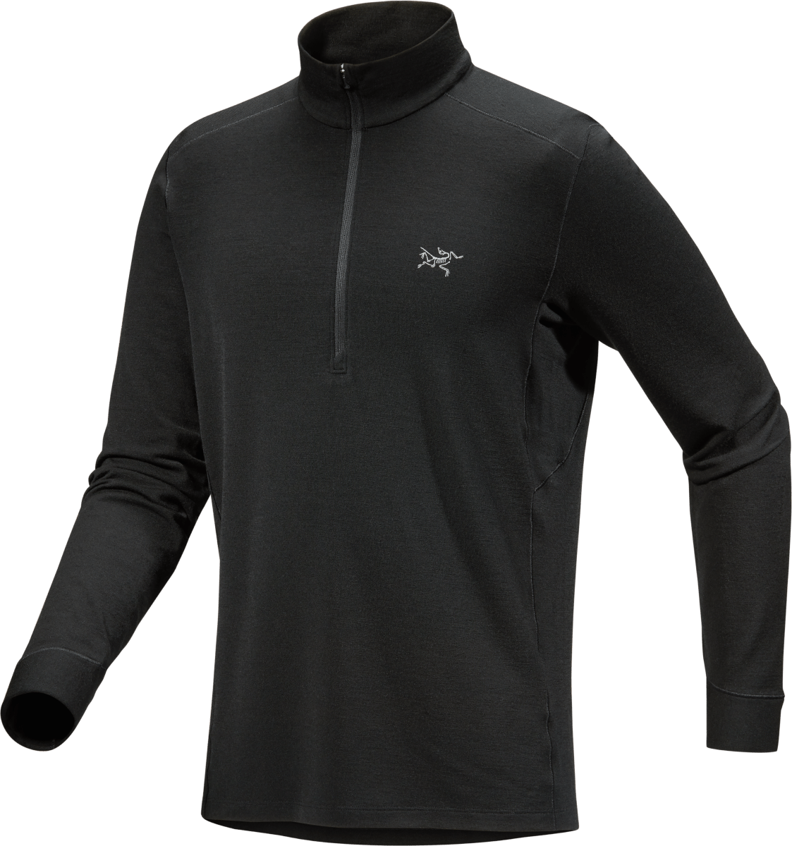 Rho Merino Wool Zip Neck Men's Black - Arc'teryx Australia