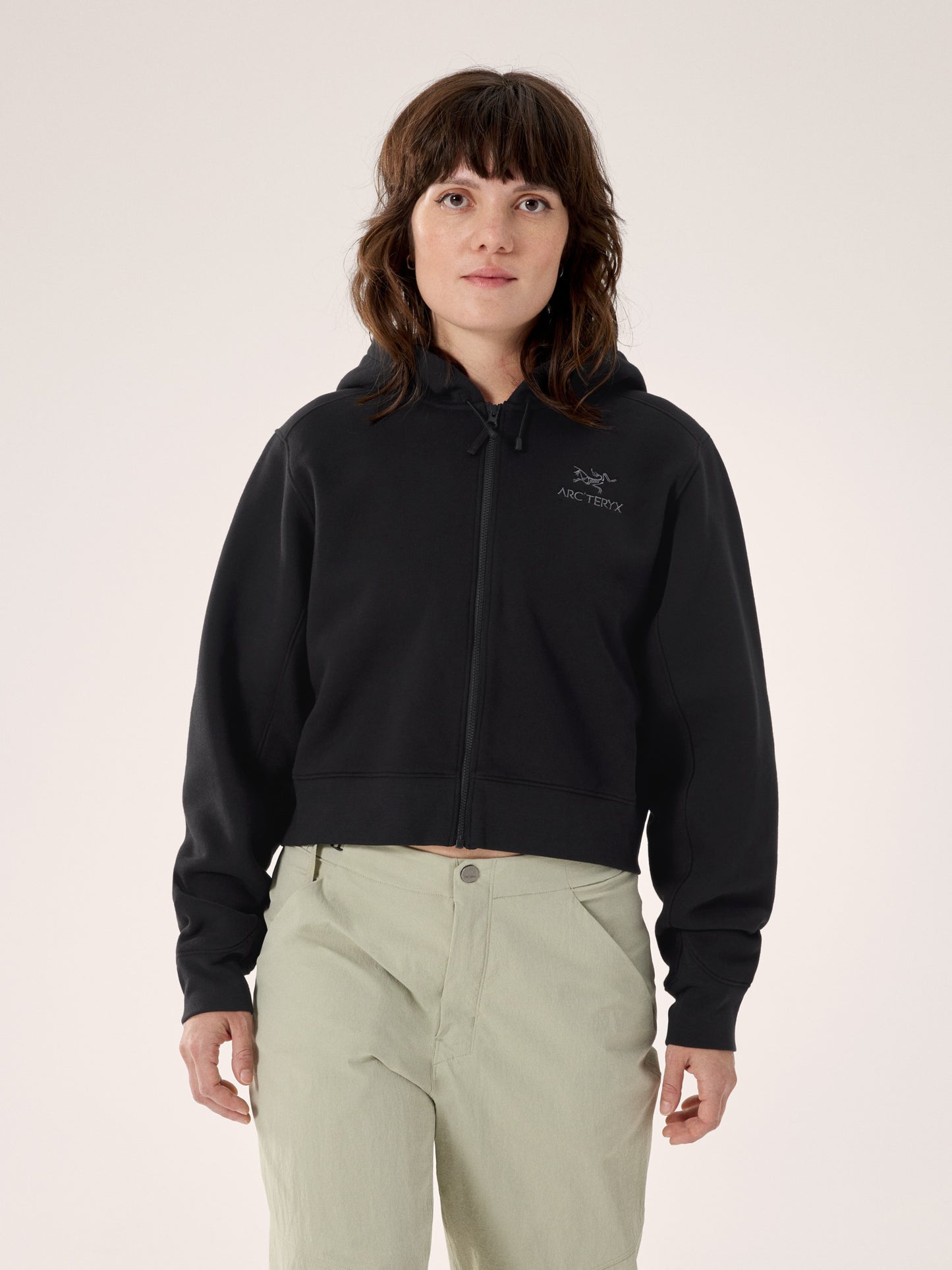 Emblem Fleece Full Zip Crop Hoody Women's