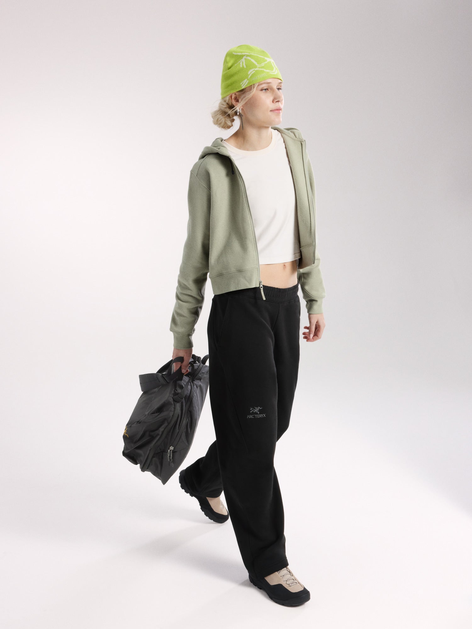 Emblem Fleece Full Zip Crop Hoody Women's